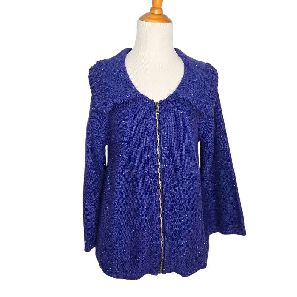 Chadwicks Full Zip Cardigan Cozy Donegal Flecked Winter Shawl Women Large